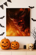 Load image into Gallery viewer, Demon Face 3D Wallpaper – Fiery Hell Wall Mural with Scary Monster for Game Room, Halloween Decor, Gothic Bedroom or Horror Gift – Epic Dark
