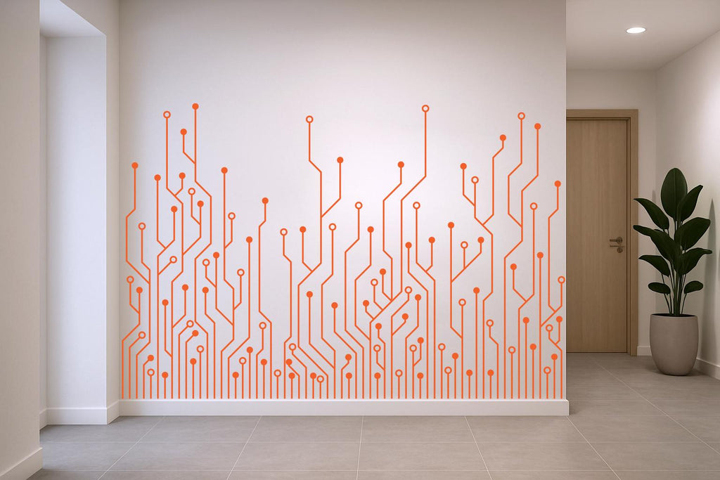 Circuit Board Wall Decal, Technology Vinyl Wall Art Decals, Company Name Decal, Office Decor, Business Wall Decal, Wall Art Office 799RS