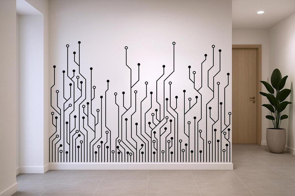 Circuit Board Wall Decal, Technology Vinyl Wall Art Decals, Company Name Decal, Office Decor, Business Wall Decal, Wall Art Office 799RS