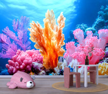 Load image into Gallery viewer, Colorful Coral Reef Wallpaper Underwater Ocean Scene Mural For Beach House Decor | 3D Coastal Nautical Wall Art | Marine Theme