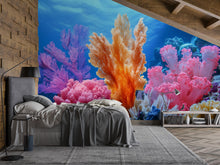 Load image into Gallery viewer, Colorful Coral Reef Wallpaper Underwater Ocean Scene Mural For Beach House Decor | 3D Coastal Nautical Wall Art | Marine Theme