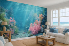 Load image into Gallery viewer, Realistic Underwater Coral Reef Wallpaper For Beach House | 3D Ocean Scene Wall Mural For Coastal Nautical Living Room Or Bedroom
