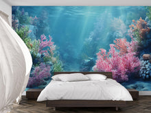 Load image into Gallery viewer, Realistic Underwater Coral Reef Wallpaper For Beach House | 3D Ocean Scene Wall Mural For Coastal Nautical Living Room Or Bedroom