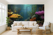 Load image into Gallery viewer, 3D Underwater Coral Reef Wallpaper For Beach House Bedroom | Ocean Scene Mural With Colorful Sea Life | Tropical Nautical Wall Art