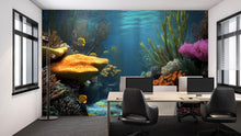Load image into Gallery viewer, 3D Underwater Coral Reef Wallpaper For Beach House Bedroom | Ocean Scene Mural With Colorful Sea Life | Tropical Nautical Wall Art