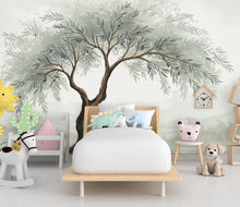 Load image into Gallery viewer, Watercolor Olive Tree Mural Wallpaper – Elegant Hand-Painted Botanical Wall Art, Tranquil Nature-Inspired Wall Décor for Bedroom Spa 824RS