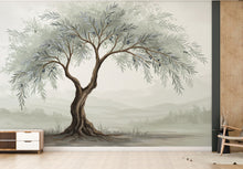 Load image into Gallery viewer, Watercolor Olive Tree Mural Wallpaper – Elegant Hand-Painted Botanical Wall Art, Tranquil Nature-Inspired Wall Décor for Bedroom Spa 824RS