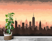 Load image into Gallery viewer, City Skyline Minimalist Wallpaper – Modern Watercolor Mural for Office or Loft Decor, Neutral Urban Landscape wall art 828RS
