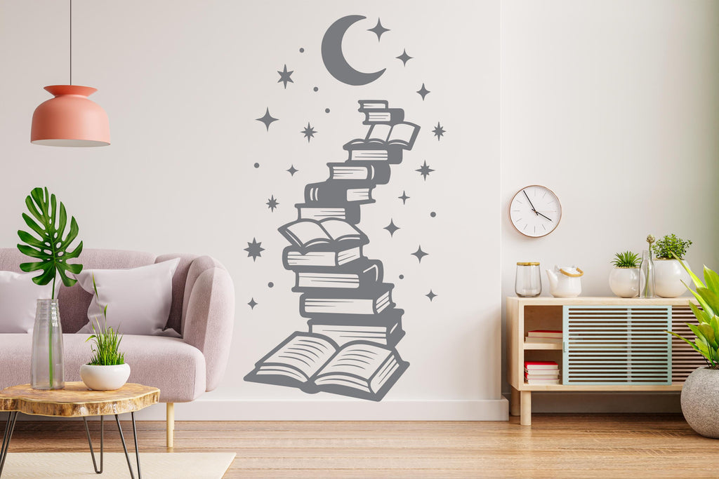 Books wall decals Stars wall art decals School wall decor, library decal, education decals, reading room, nurseries, kids gifts decal 830RS