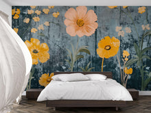 Load image into Gallery viewer, Bold Yellow Floral Wallpaper | 3D Wildflower Botanical Mural | Cottagecore Wall Art For Beach House, Rustic Room Or Gift | Modern Vintage
