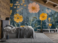 Load image into Gallery viewer, Bold Yellow Floral Wallpaper | 3D Wildflower Botanical Mural | Cottagecore Wall Art For Beach House, Rustic Room Or Gift | Modern Vintage