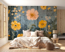 Load image into Gallery viewer, Bold Yellow Floral Wallpaper | 3D Wildflower Botanical Mural | Cottagecore Wall Art For Beach House, Rustic Room Or Gift | Modern Vintage