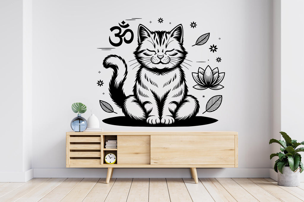 Cat Yoga Wall Decal, Yoga Wall Sticker, Yoga Wall Art, Yoga Wall Decor, Yoga Studio Wall Decal, Wall Sticker Wall Art Meditation Decal 800RS