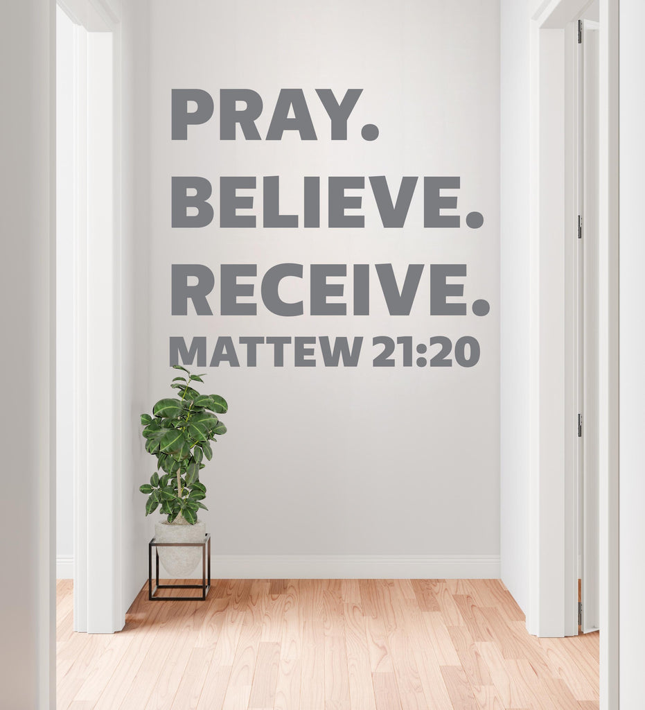 Pray, Believe, Recieve, Religious Wall Sign, Christian Wall Words, Church Sanctuary Wall Art, Church Wall Decor, Religious Wall Art 836RS