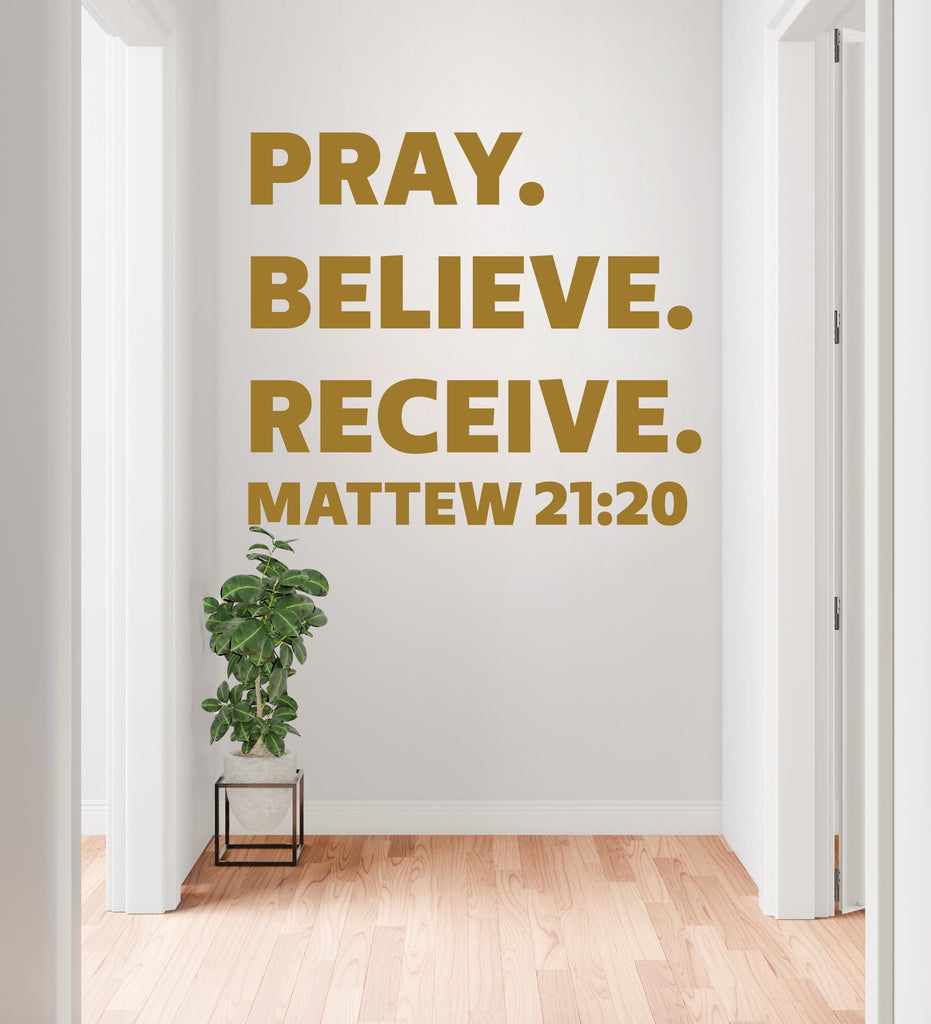 Pray, Believe, Recieve, Religious Wall Sign, Christian Wall Words, Church Sanctuary Wall Art, Church Wall Decor, Religious Wall Art 836RS