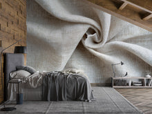Load image into Gallery viewer, 3D Textured Fabric Twist Wallpaper – Modern Neutral Beige Wall Mural for Bedroom, Living Room or Office – Minimalist Contemporary