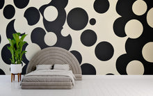 Load image into Gallery viewer, Modern Bold Circles Pattern 3D Wallpaper – Stylish Black and White Geometric Wall Decor for Living Room, Bedroom, or Office – Contemporary