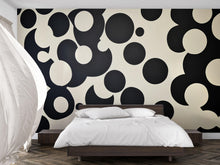 Load image into Gallery viewer, Modern Bold Circles Pattern 3D Wallpaper – Stylish Black and White Geometric Wall Decor for Living Room, Bedroom, or Office – Contemporary