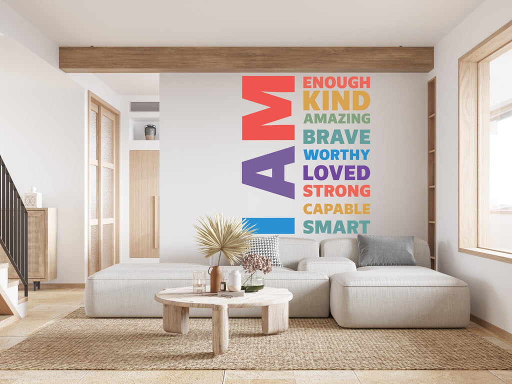 I am Kind, Amazing Brave Loved wall decal Motivational Inspirational Wall Decal Sticker Office Wall Decal Women eyelashes Beauty 803RS