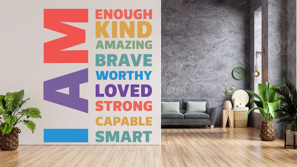 I am Kind, Amazing Brave Loved wall decal Motivational Inspirational Wall Decal Sticker Office Wall Decal Women eyelashes Beauty 803RS