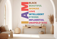 Load image into Gallery viewer, I am Black, Beautiful Woman Love wall decal Motivational Inspirational Wall Decal Sticker Office Wall Decal Women eyelashes Beauty 804RS