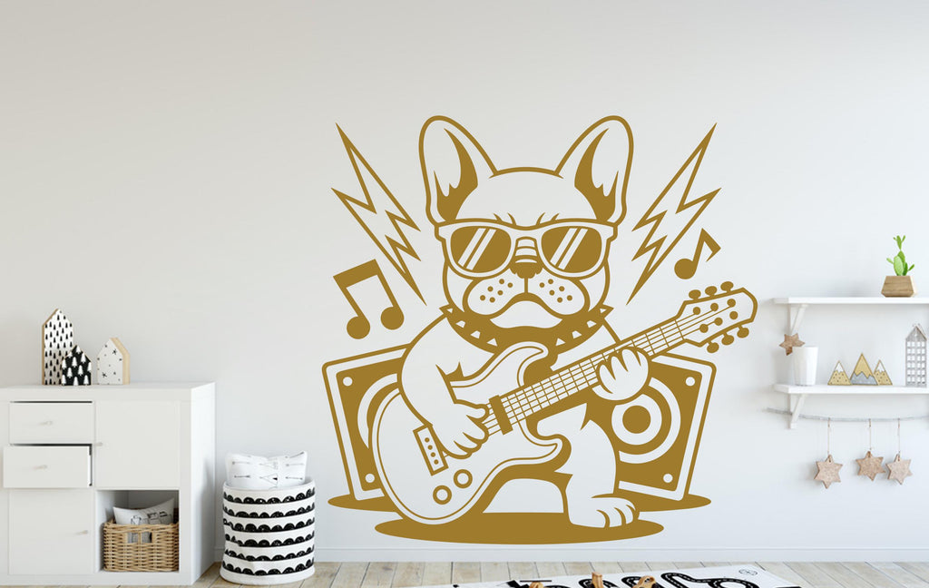 French Bulldog with Guitar Dog wall decal Dog decor Dog Music Dog wall art Decal Dog Lover Animals Dog Wall Bathroom Stickers Vinyl 121DE