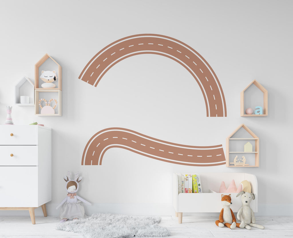 Road wind Wall Decal Highway Vinyl Sticker Track Route Wall Decor Kids Playroom Boys Room Wall Art Automotive Bedroom Mural Sticker 837RS