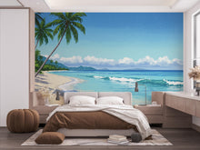 Load image into Gallery viewer, Palm Beach Wallpaper Watercolor Sea Palm Beach Mural with Ocean Beach Wall Art for Nursery Bedroom or Living Room 840RS