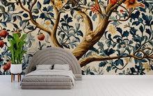 Load image into Gallery viewer, Vintage Botanical Tree 3D Wallpaper – Large Mural with Branches, Leaves &amp; Fruit – Bold Statement Wall Art for Bedroom, Living Room