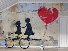 Load image into Gallery viewer, Banksy Heart Balloon Girl Office Wall Mural – Modern Graffiti Street Art Removable Wallpaper for Workspace &amp; Home Decor Vn735