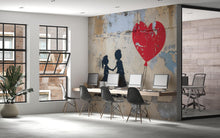 Load image into Gallery viewer, Banksy Heart Balloon Girl Office Wall Mural – Modern Graffiti Street Art Removable Wallpaper for Workspace &amp; Home Decor Vn735