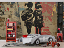 Load image into Gallery viewer, Urban Street Art Mural Wall Print – Vintage Graffiti-Style Girls Silhouette – Industrial Loft Wall Decor Vn737