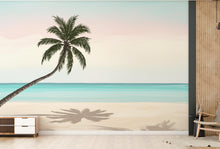 Load image into Gallery viewer, Palm Beach Wallpaper Watercolor Sea Palm Beach Mural with Ocean Beach Wall Art for Nursery Bedroom or Living Room 842RS