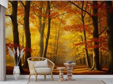 Load image into Gallery viewer, Autumn Forest Wallpaper Watercolor autumn Leaves Mural Fall Forest Wall Art for Nursery Bedroom or Living Room 843RS