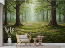 Load image into Gallery viewer, Forest Flower Spring Wallpaper Watercolor Forest Flower Mural Fall Forest Wall Art for Nursery Bedroom or Living Room 844RS