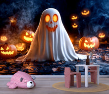 Load image into Gallery viewer, Cute Ghost &amp; Pumpkin Glow Wall Mural – Halloween Spooky Décor Vn803