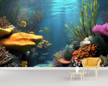 Load image into Gallery viewer, Tropical Coral Reef Wall Mural – Vibrant Underwater Ocean Scene Vn819