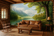 Load image into Gallery viewer, Mountain Lake Wall Mural – Scenic Nature Forest Landscape Wallpaper Vn824