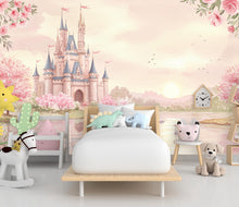 Load image into Gallery viewer, Princess Castle Wall Graphics Peel and Stick Girl room Wallpaper Nursery Self Adhesive Removable nursery wall decor Mural 845RS