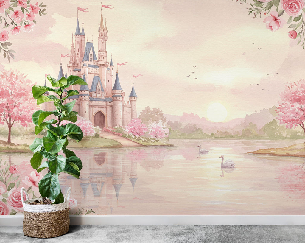 Princess Castle Wall Graphics Peel and Stick Girl room Wallpaper Nursery Self Adhesive Removable nursery wall decor Mural 845RS