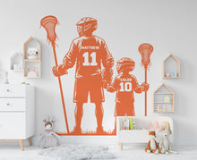Load image into Gallery viewer, Dad Son Lacrosse wall decal, Lacrosse Wall Decal Sport Vinyl, Lacrosse stickers, Boys Goal Wall Art, Wall Stickers, Kids Room 851RS