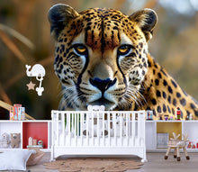 Load image into Gallery viewer, 3D Leopard Safari Wallpaper Mural | Realistic Big Cat Wall Art For Kids Room Or Nursery | Jungle Animal Decor | Peel And Stick Stylish