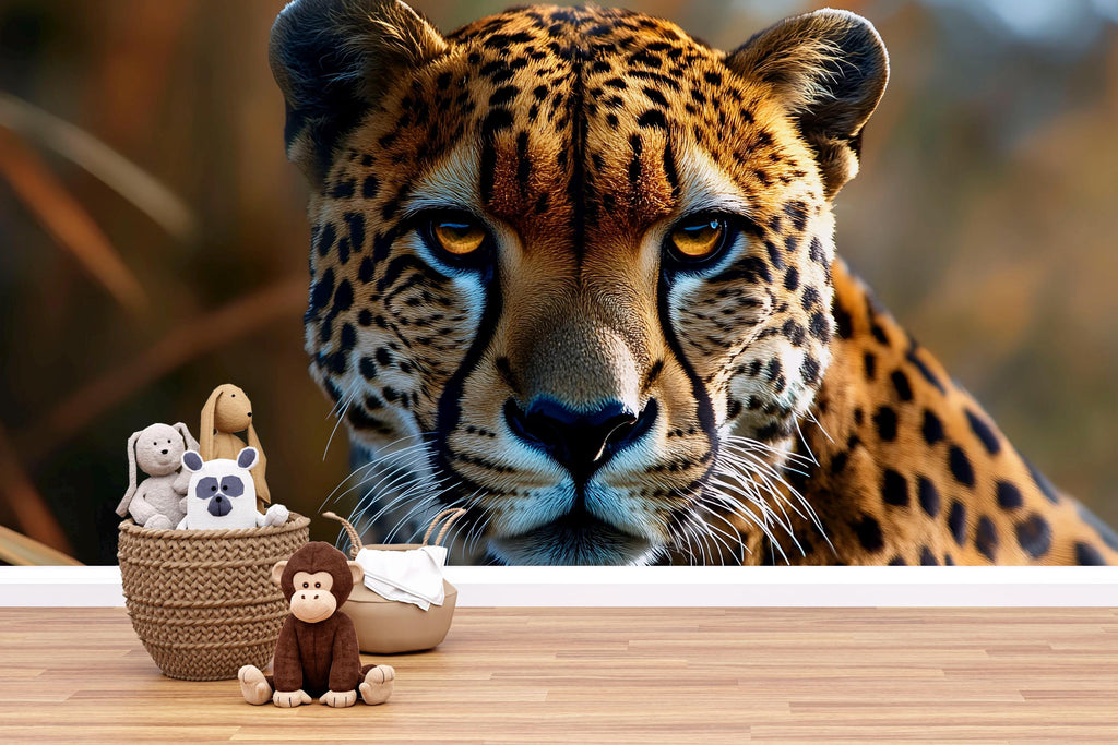 3D Leopard Safari Wallpaper Mural | Realistic Big Cat Wall Art For Kids Room Or Nursery | Jungle Animal Decor | Peel And Stick Stylish
