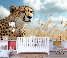 Load image into Gallery viewer, 3D Cheetah Safari Wallpaper Mural | Realistic Wild Cat Wall Art For Kids Room Or Nursery | Jungle Animal Decor | Modern Peel And Stick
