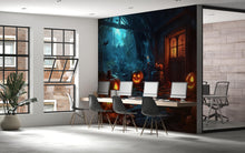 Load image into Gallery viewer, 3D Halloween Pumpkin Alley Wallpaper Mural | Spooky Jack-O’-Lantern Wall Art For Office Or Home | Haunted Fall Decor | Peel And Stick