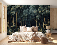 Load image into Gallery viewer, Deep Forest Botanical 3D Wallpaper – Dark Woodland Wall Mural – Luxury Nature-Inspired Statement Wall Art for Living Room, Bedroom
