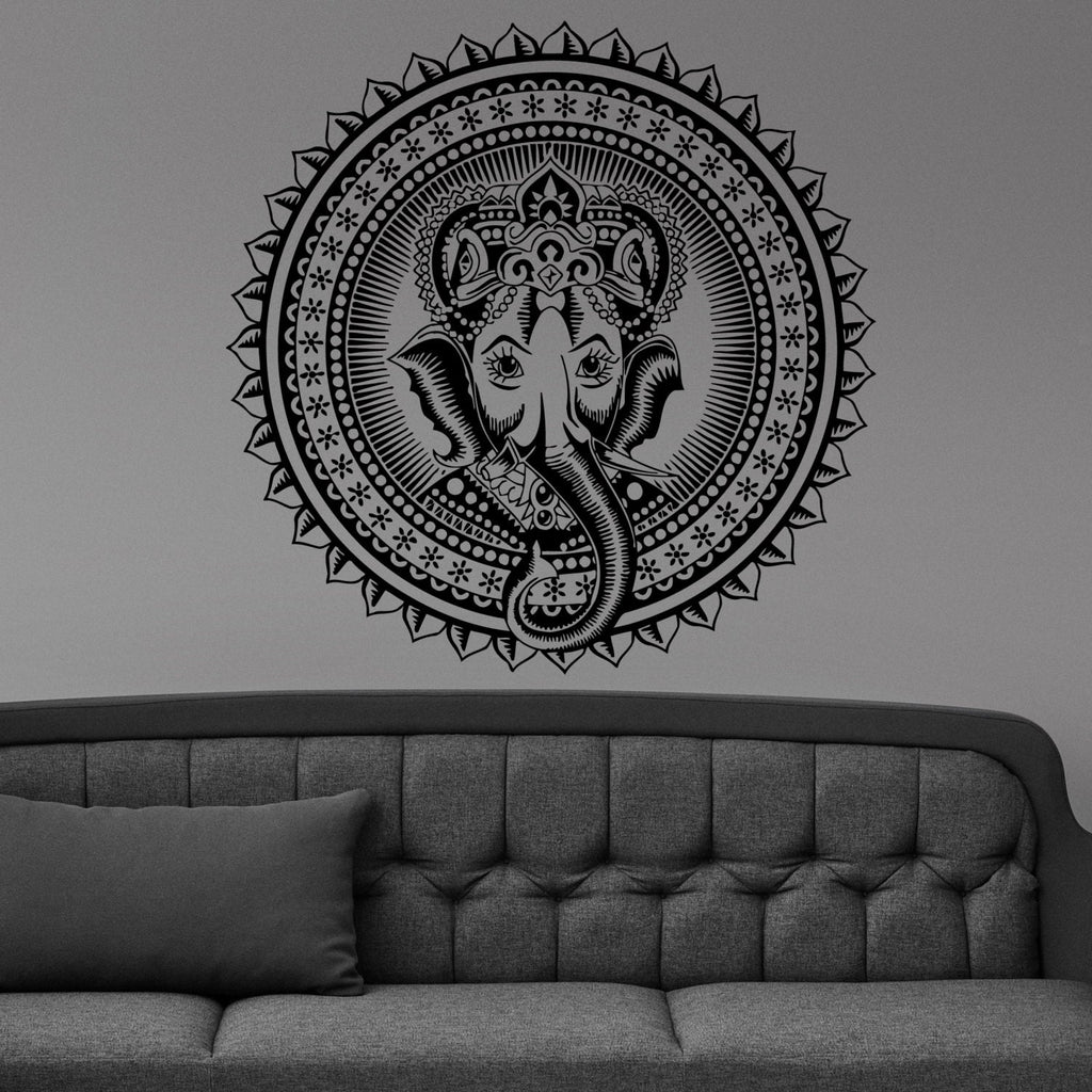 Ganesha Elephant Mandala Ornament Design Wall Sticker Vinyl Mural Decal Home House Apartment Art Decor FREE SHIPPING L136