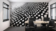 Load image into Gallery viewer, 3D Optical Illusion Circle Grid Wallpaper – Modern Black &amp; White Wall Mural – Bold Geometric Statement Wall Art for Office, Living Room