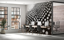 Load image into Gallery viewer, 3D Optical Illusion Circle Grid Wallpaper – Modern Black &amp; White Wall Mural – Bold Geometric Statement Wall Art for Office, Living Room