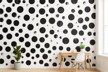 Load image into Gallery viewer, Black &amp; White Distressed Polka Dot 3D Wallpaper – Modern Minimalist Wall Mural – Bold Statement Wall Art for Bedroom, Office, or Living Room